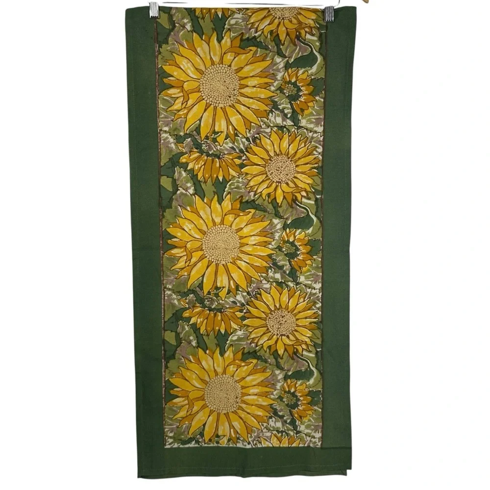COULEIN NATURE BRUNO LAMY Handmade Cotton Table Runner Sunflowers Yellow/Green
